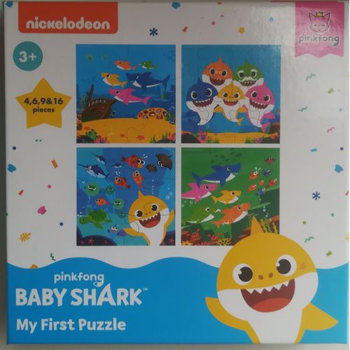 4 Puzzles Évolutifs - 4, 6, 9 Et 16 Pièces - Baby Shark