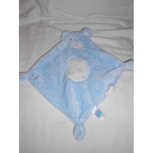 Doudou Plat Triangle Losange Ours Bleu Ventre Rond Ovale Blanc Tex Baby Carrefour Mouchoir Couverture Oreille Bois Bleu