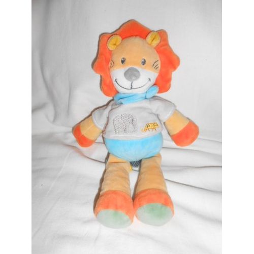 Tex Carrefour Peluche Doudou Lion Tigre Orange Pull Blanc Gris Elephant Lion Ours Singe Echarpe Foulard Bandana Bleu Pantin
