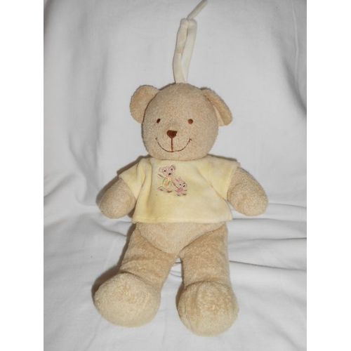 Doudou Peluche Tex Carrefour Ours Musical Boite A Musique Pull Tee Shirt Jaune Avec Broderie Ourson Chien Lapin Orange Vert Rose A Suspendre 28cm