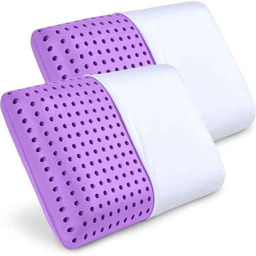 Violette Oreiller Ergonomique Cervical Et Coussin Memoire Forme, Lot De 2, Ferme Orthopédique Oreiller, Décontracter Les Muscles Aux Épaules, Violette