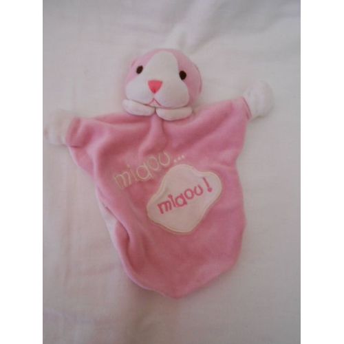 Doudou Chat Rose Blanc Marionnette Cmp Eveil Et Tendresse Miaou Reve De Bebe