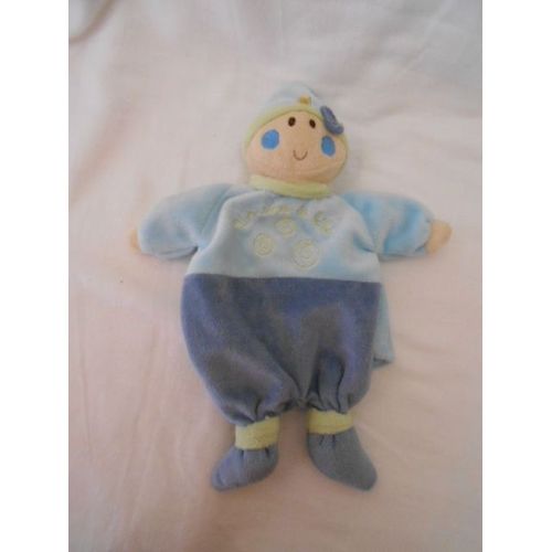 Doudou Plat Lutin Marionnette Un Reve De Bebe Cmp Eveil Et Tendresse Bleu Jaune Vert Spirale Bonnet