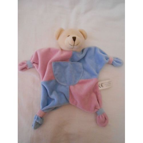 Doudou Plat Ours Beige Creme Ecru 4 Noeuds Rose Poche Bleu Cmp Reve De Bebe Eveil Et Tendresse