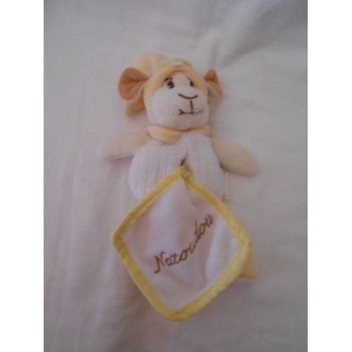 Doudou Eveil Et Tendresse Natoudou Cmp Reve De Bebe Chien Blanc Jaune Mouchoir Carre Bonnet Creme Ecru Beige
