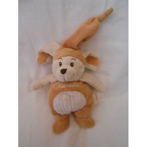Doudou Chien Bonnet Hochet Eveil Et Tendresse Natoudou Cmp Reve De Bebe Grelot Beige Ecru Creme Marron Caramel Ventre Rond
