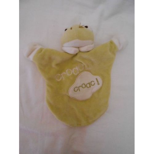 Doudou Grenouille Frog Vert Blanc Cmp Éveil Et Tendresse Bebe Reve Plat Marionnette Croac Croac