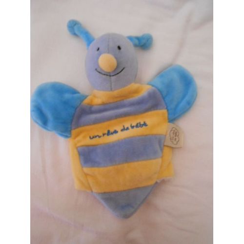 Doudou Marionnette Abeille Papillon Un Reve De Bébé Cmp Eveil Et Tendresse Bleu Jaune Raye