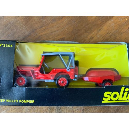 Jeep Willis Pompier Solido 3304 Complet Avec Boite-Solido