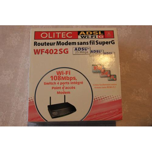 Olitec Routeur Modem ADSL WF402SG - Routeur sans fil - modem ADSL - commutateur 4 ports - 802.11 Super G, 802.11b/g - 2,4 Ghz