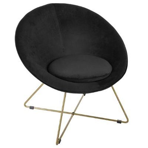 Fauteuil Design En Velours "Gold Evan" 76cm Noir