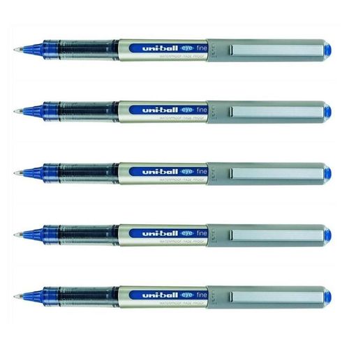Uni-Ball Lot De 5 Rollers Encre Liquide Eye Ub157 Pte Moy. 0,7mm Bleu