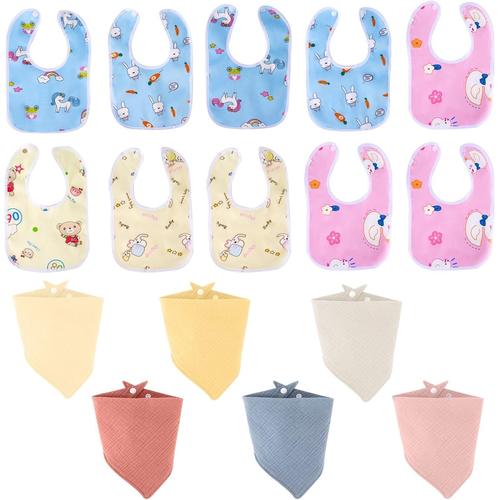 16 Pièces Bavoirs Bébé Bandana Bavoir, Bébé Bavoir Triangle,100% Coton Biologique, Avec 2 Bouton Réglable, Doux Absorbant Respirent, Pour Les Nouveau Nés, Les Nourrissons Et Les Tout Petits