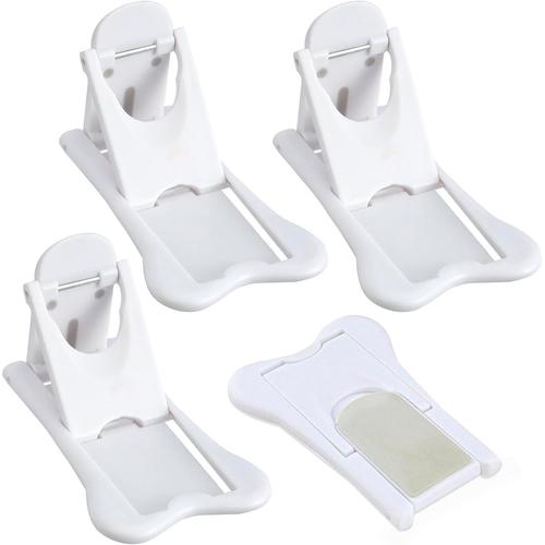 Lot De 4 Bloque Porte Coulissante, Verrouillage De Sécurité Pour Bébé Auto-Adhésif Bloque Fenêtre Coulissante Serrures Porte Coulissante Enfants Pour Utilisation Porte Fenêtre Placard