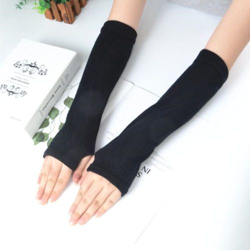 Paire De Mitaine Noir Long Punk Gothique Simple  Gant