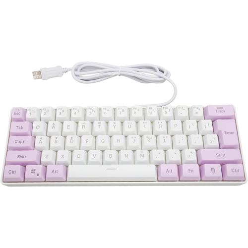 Clavier de Jeu Filaire 60% USB 61 Touches, Mini Clavier Compact rétro-éclairé RVB, Capuchons de Touches Revêtus UV pour Filles, PC Gamer, Dactylo, Maison(Blanc violacé) (Blanc