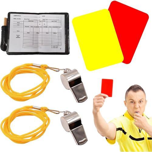 Cartes D'arbitre De Football,Arbitre Kit,Arbitre Kit Avec Carnet D'arbitre,2 Métal Sifflet Arbitre, Carton Rouge Et Jaune,Crayon,Pour Football Basketball Sport Scolaire