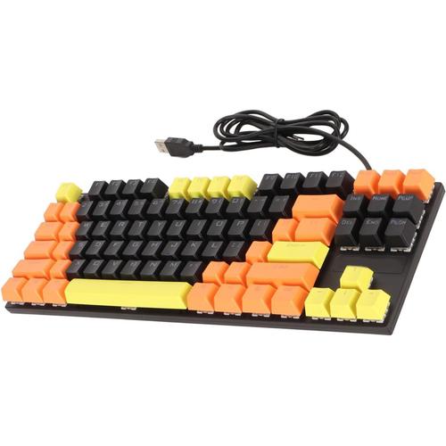 Clavier de Jeu Mécanique Filaire Ergonomique à 87 Touches avec Interrupteur Bleu, Divers Feux de Circulation Dynamiques pour Ordinateur Portable Windows PC Gamer