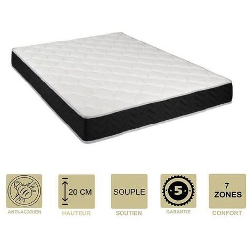 Matelas Latex 76 Kg/M3 + Mousse 35 Kg/M3 120x190 X 20 Cm - Souple - 7 Zones De Confort - Hypoallergénique