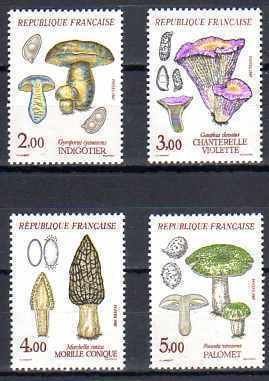 France 1987, Très Belle Série Neuve** Luxe, Nature De France, Les Champignons - Yv. 2488 L' Indigotier, 2489 La Chanterelle Violette, 2490 La Morille Conique, 2491 Le Palomet.