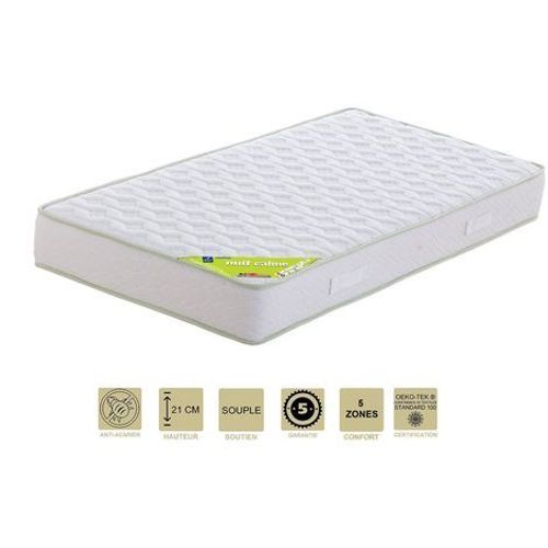 Matelas 160x200 X 21 Cm - Souple - Aertech+ 35 Kg/M3 Hr Haute Densité - Hypoallergénique