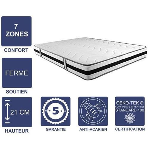 Lot De 2 Matelas Mémoire De Forme 60 Kg/M3 + 2 Alèses 70x190 X 21 Cm Ferme + 2 Oreillers Visco - 7 Zones De Confort - Noyau Aertech+ 35 Kg/M3 Hr Dernière Génération - Très Respirant