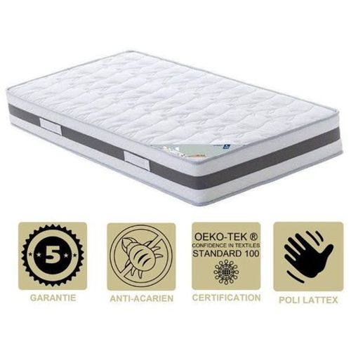 Matelas À Mémoire De Forme 65 Kg/M3 80x200 X 23,5 Cm Ferme - 7 Zones De Confort - Ame Poli Lattex Haute Résilience - Hypoallergénique