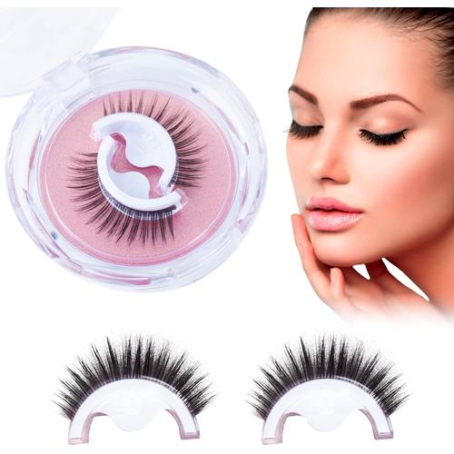 1 Pair Faux Cils,Faux Cils Naturel,Faux Cils 3d,Faux Cils Auto Adhésifs Reutilisable,Faux Cils Professionnel,Faux Cils Waterproof,Doux Et Confortable,Noirs Pour Le Maquillage 