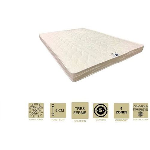 Lot De 2 Matelas Très Ferme Mémoire De Forme 60 Kg/M3 90x200 X 9 Cm - 5 Zones De Confort - Ame Poli Lattex Haute Résilience Hd - Hypoallergénique