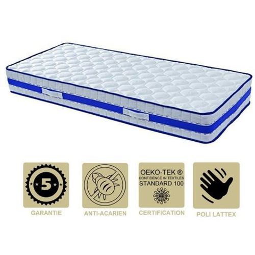 Lot De 2 Matelas Très Epais 28,5 Cm + 2 Alèses 90x200 Très Ferme + 2 Oreillers Visco - 7 Zones De Confort - Ame Poli Lattex Haute Résilience - Hypoallergénique