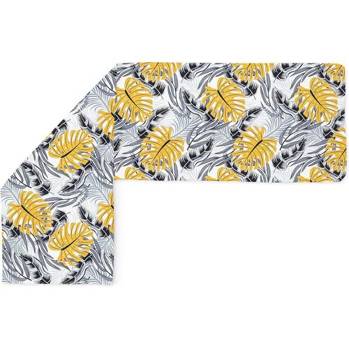 Gris Housse De Coussin De Positionnement Latéral - Taie D'oreiller D'allaitement : Env. 150x40cm Pour Coussin Confortable - Housse De Coussin - Amovible Et Lavable - Monstera Gris - Jaune Moutarde