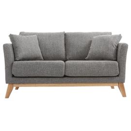 Canapé Scandinave 2 Places Déhoussable Gris Clair Et Bois Oslo