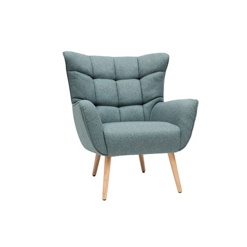 Fauteuil Scandinave En Tissu Vert Et Bois Avery