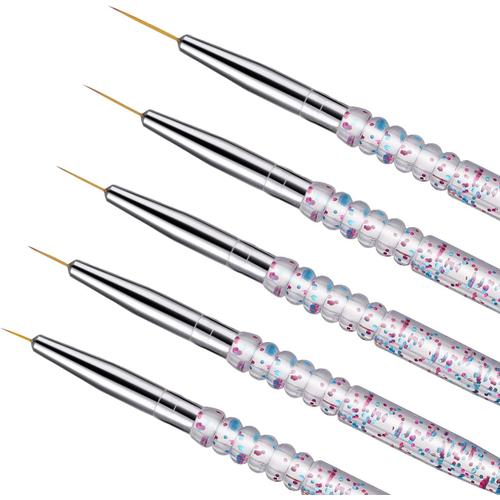 5 Pièces Pinceau Eyeliner Nail Art Pinceau De Polissage Gel Pour Ongles Fin Pinceau De Conception D'ongles Pinceau Eyeliner Pour Nail Art Stylo De Dessin Prise Facile (7/9/11/15/20mm) 