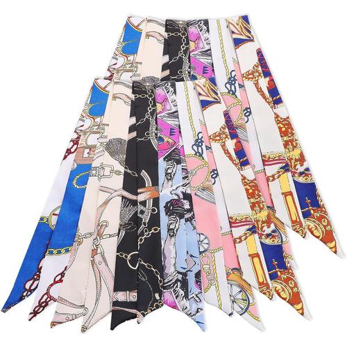 12 Pi¿¿Ces Foulard Soie Cheveux Femme Satin Fashion ¿¿Troite Sac ¿¿ Main Poign¿¿E Wrap Ruban Bandana Cheveux Echarpes Et Foulards Femme