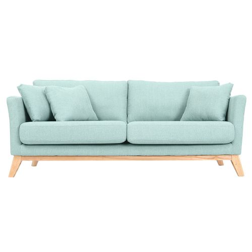 Canapé Scandinave 3 Places Vert Lagon Déhoussable Pieds Bois Oslo