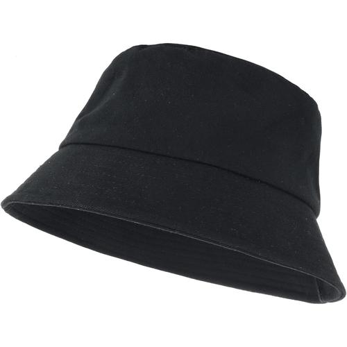 Chapeau de P¿ºcheur Seau Unisexe Pare Soleil de Couleur Unie avec Protection UV Chapeau de Soleil pour Femme de Sports de Plein Air d'Et¿¿ Pliable Chapeau Seau Noir