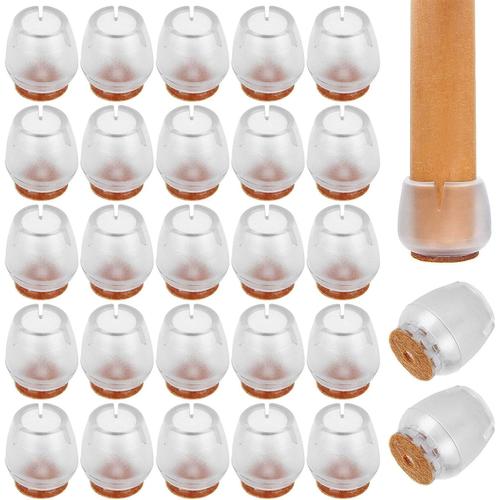 50 Pcs Patin Chaise Silicone, 12-16mm Embouts De Protege Pied De Chaise, Chaise Casquettes Avec Feutre Protection Du Sol, ¿¿Vitez Les Rayures, Transparent Pour Jambes De Meubles Rondes