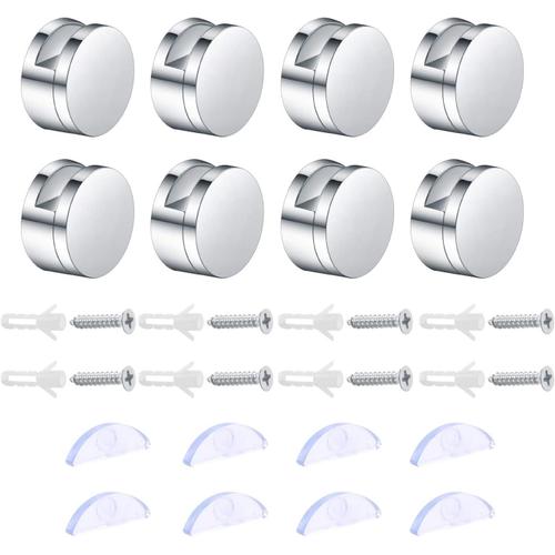 8 Sets Bains Pince de Verre, Fixation Miroir Supports, Miroir Clips Verre en Alliage Zinc pour Miroir Murale, Etagere Murale en Verre