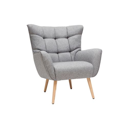 Fauteuil Scandinave En Tissu Gris Clair Et Bois Avery