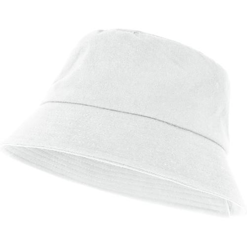 Chapeau de P¿ºcheur Seau Unisexe Pare Soleil de Couleur Unie avec Protection UV Chapeau de Soleil pour Femme de Sports de Plein Air d'Et¿¿ Pliable Chapeau Seau Blanc