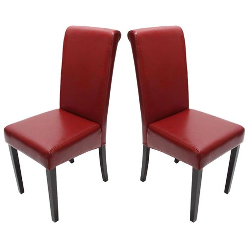 Lot De 2 Chaises De Séjour Novara Ii, Cuir   Rouge/Pieds Foncés