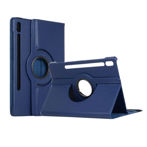 Housse Pour Samsung Galaxy Tab S7+/ S7 Plus 2020 12,4 Pouces (Sm-T970/ T975/ T976) Rotative 360 Degrés Bleue