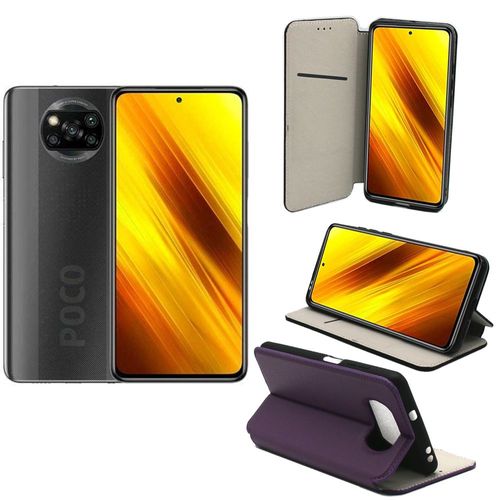 Xiaomi Poco X3 Nfc (Pocophone X3 Nfc) 2020 Etui Protection Portefeuille Violet À Rabat Avec Porte Cartes - Housse Poco X3 2020 Folio Violette Coque Silicone Antichoc Smartphone 2020 - Accessoires Pochette Case