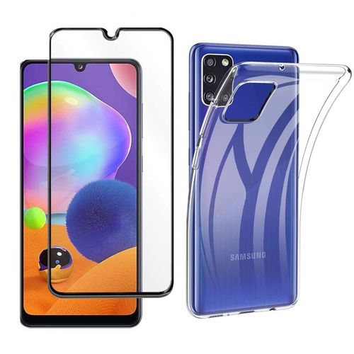 Protection Intégrale 360 Degres Samsung Galaxy A31 4g 2020 : Coque Gel De Protection En Tpu Invisible Arrière Transparente Et Protection Écran Full Cover Noir Galaxy A31 2020 - Accessoires Pochette Case