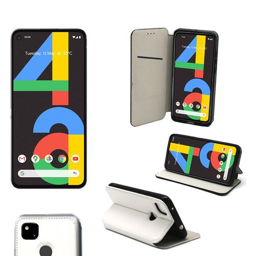 Google Pixel 4a 4g Etui Protection Portefeuille Blanc À Rabat Avec Porte Cartes - Housse Google Pixel 4a 4g 2020 Folio Blanche Coque Silicone Antichoc Smartphone 2020 - Accessoires Pochette Case