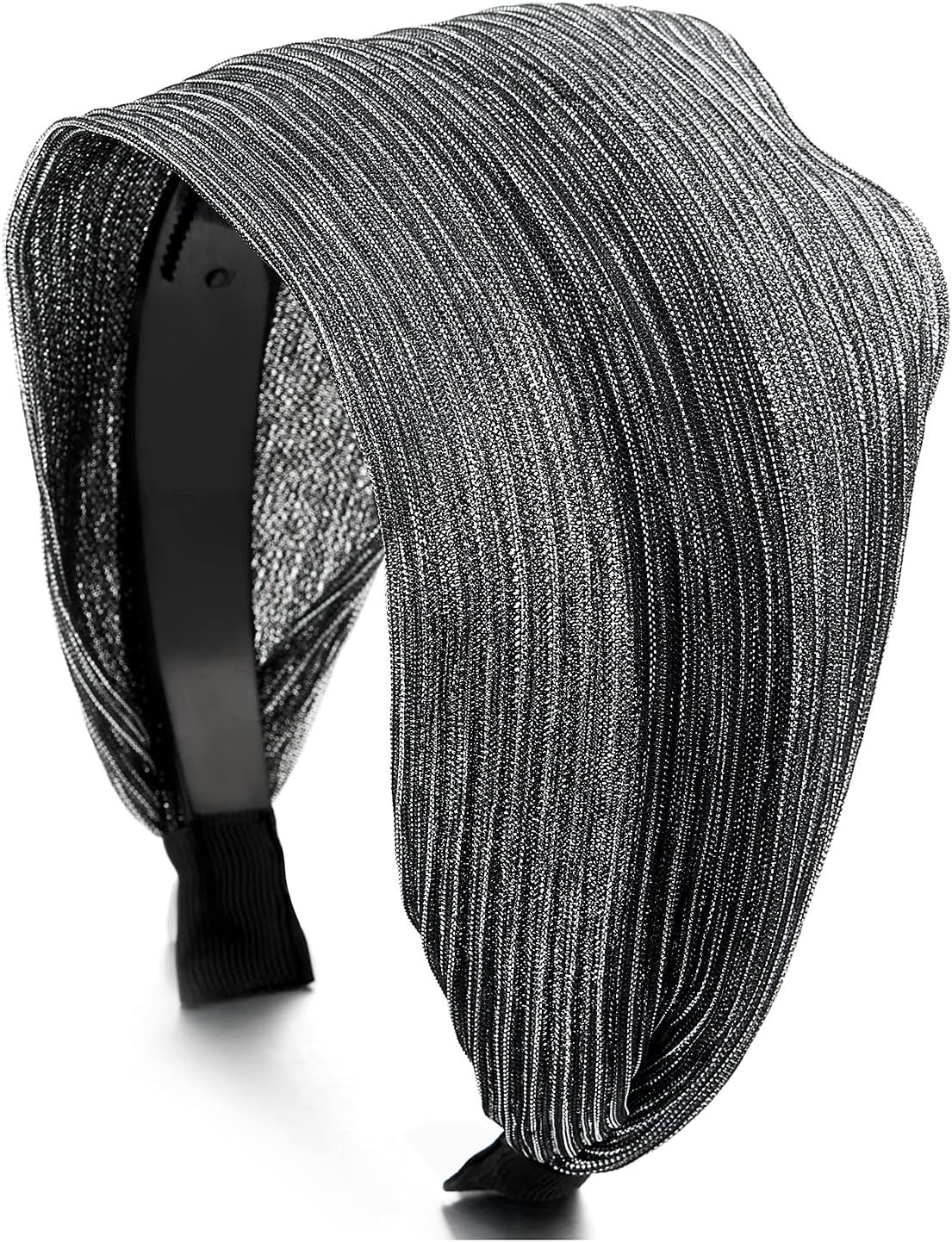 ¿¿l¿¿gant Classique Grande Bord¿¿e Argent Noir Brillante Rayures Dentelle Cheveux Cerceau Bandeau Bande Cheveux Couronne