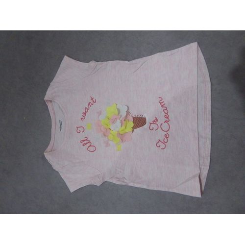 T-Shirt Rose "Glace Fleurs" En Relief Vertbaudet - 5 Ans