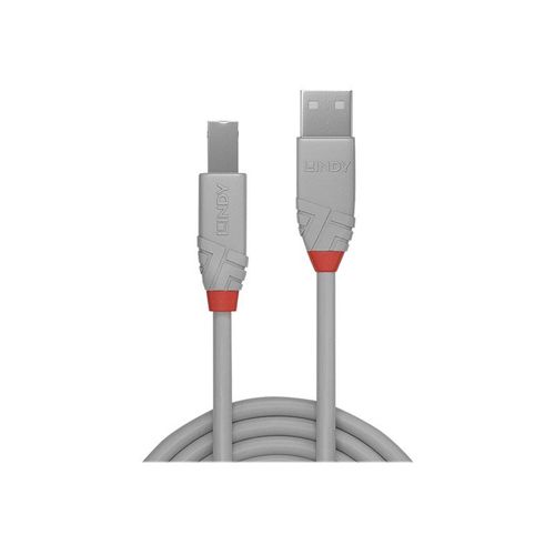 Lindy Anthra Line - Câble USB - USB (M) pour USB type B (M) - USB 2.0 - 2 m - rond - gris (pack de 50)