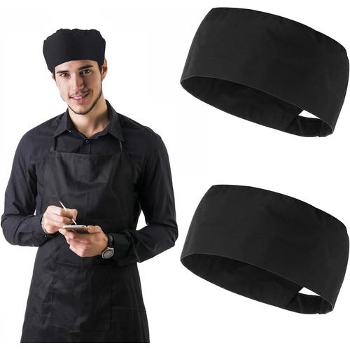 2 Pi¿¿Ces Toque De Cuisinier Unisexe Service Alimentaire Chapeau De Chef Noir Casquette Calot Cuisine R¿¿Glable Casquette De Service Alimentaire Pour Cuisine Service Et Autres Travaux